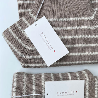 Rib Sweater Stribet, Alpaca, Pebble/Ivory, Esencia