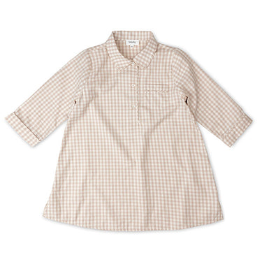 Classic Natkjole, Beige Gingham, Lalaby