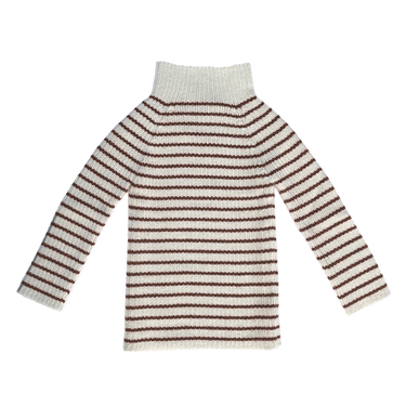 Rib Sweater Stribet, Alpaca, Ivory/Coffee, Esencia