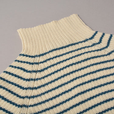 Rib Sweater Stribet, Ivory/Teal, Esencia Voksen